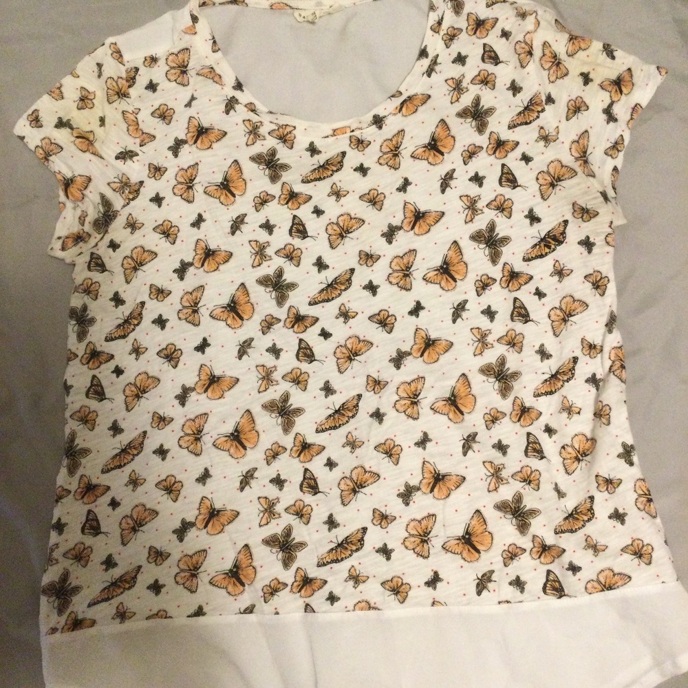 Maison Jules flowy butterfly blouse pink white size Medium